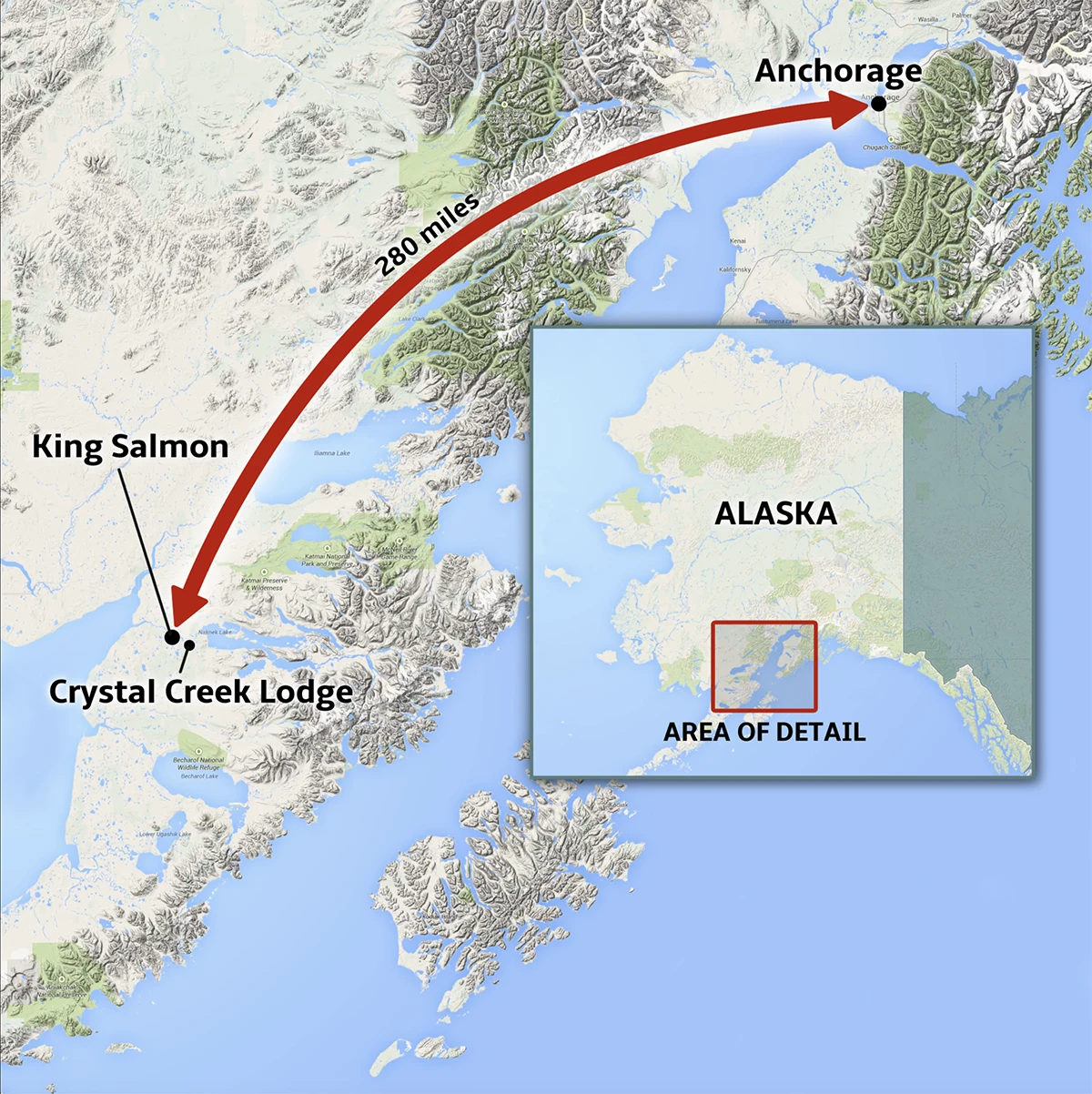 Flight map from Anchorage to King Salmon AK
