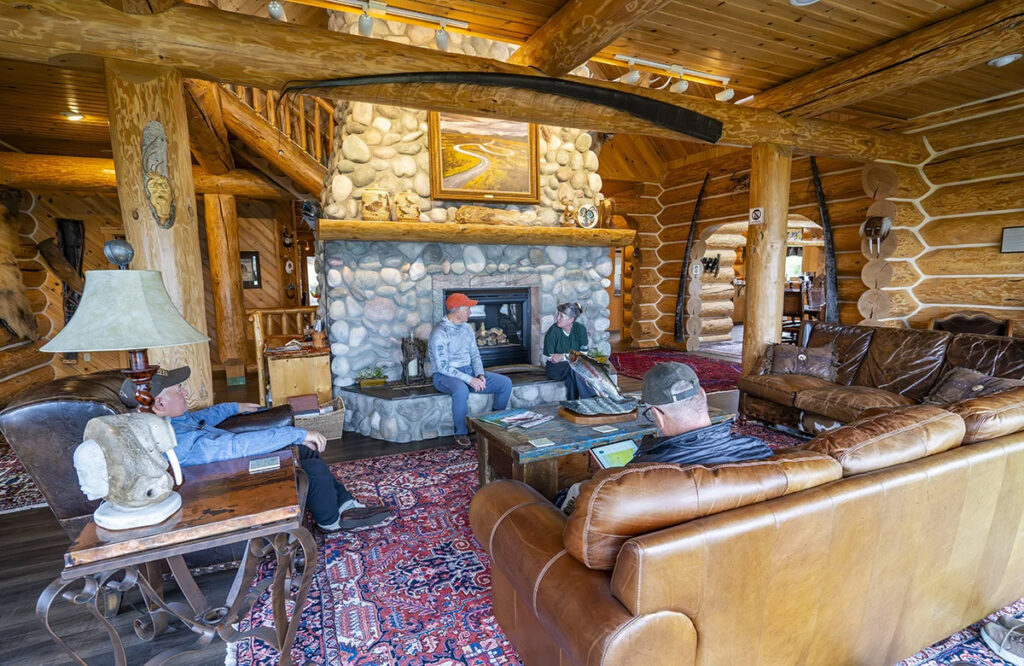 Guests enjoying the Great Room at Crystal Creek Lodge