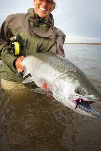 Women Fly Fishing for silver salmon